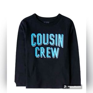 "Cousin Crew" Children's Place, Long  Sleeve, Black w/Blue Lettering, NWT